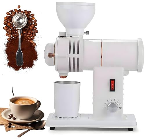 250g Bean Capacity Coffee Grinder Electric, Electric Coffee Grinder Stainless Steel Coffee Bean Grinders Burr with 10-Position Grind Selector Adjustable Speed Ghost Teeth Coffee Mill white