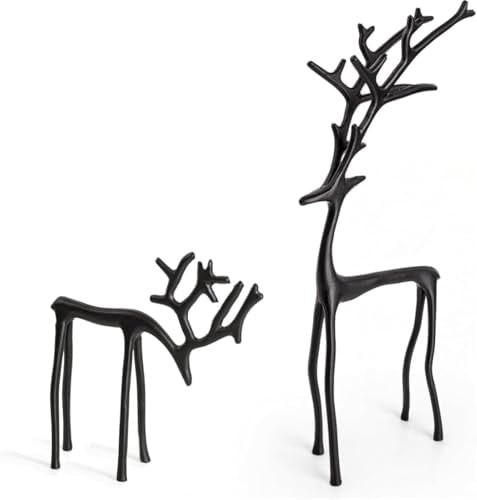 Schwarze Rentier Metall Weihnachtsdeko Modern Weihnachten Deko Innen Fensterbank Elch Hirsch Deko Figuren (A&B)