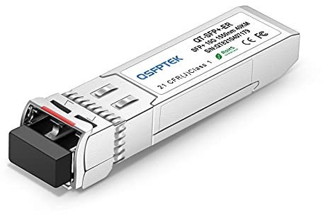 QSFPTEK 10G SFP+ Module LC Single-Mode Transceiver 10GBASE-ER for Cisco SFP-10G-ER, Ubiquiti, Netgear, Mikrotik, D-Link, TP-Link, Broadcom, Linksys (1550nm, 40km, with DDM)