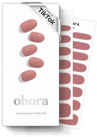 ohora Semi Cured Gel Nail Strips (N Ash Pink) - Pink, Solid, 30 Pcs for 2 Cycles, UV Lamp Compatible, Salon-Quality, Long-Lasting & Easy to Apply, Includes 2 Prep Pads, Nail File & Stick