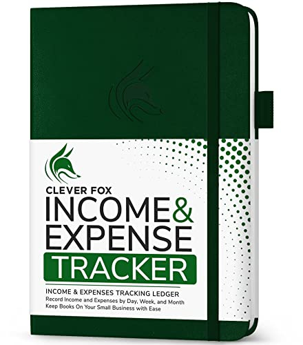 Clever Fox Income & Expense Tracker – Accounting & Bookkeeping Ledger Book for Small Business – 1-Year Record Notebook, A5 (Dark Green)