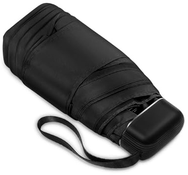LEAGERA Mini Umbrella For Purse, Small Travel Umbrella Compact Waterproof Umbrella for Light Rain, Suitable for Women Purse and Pocket,Black,1 Pack