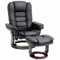 HOMCOM Poltrona con Poggiapiedi Reclinabile 135°, Poltrona Relax Ergonomica Girevole con Pouf, Poggiatesta e Braccioli in Pelle PU per Camera, Ufficio, Soggiorno e Salotto, 85x82x106 cm, Nero