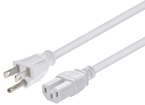 Monoprice Heavy Duty Power Cord - NEMA 5-15P to IEC 60320 C15, 14AWG, 15A/1875W, 125V, SJT, 8ft, White