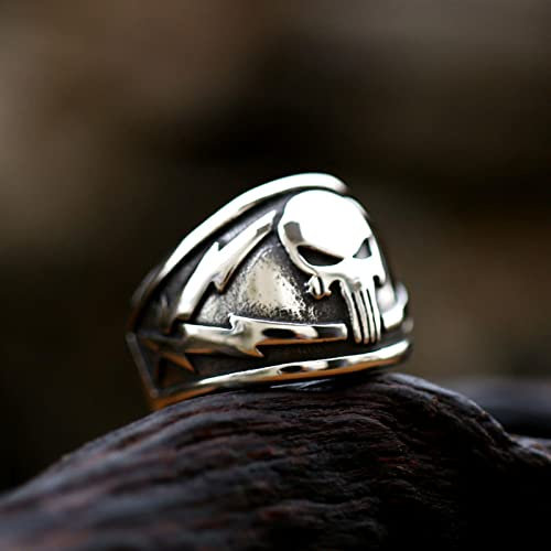 Steel Warrior Herrenring Schädelform Ring Herren Retro Horror Ring Metall Rock Hip-Hop Punk Lokomotive Schmuck Geschenk