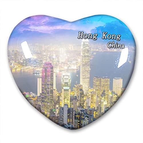 China Hong Kong Fridge Magnet Refrigerator Stickers Collection Decorative Magnet Travel Souvenir Heart-Shaped Crystal Glass