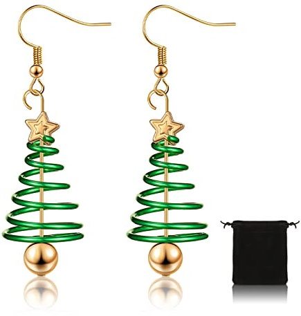 Weihnachtsbaum Tropfen Ohrringe Spiral Festlich Baumeln Weihnachtlich Ohrhänger Schmuck Geschenk für Mädchen Damen