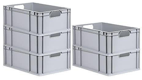 PROREGAL SuperSparSet 5x Eurobox NextGen Economy | Griffe offen |HxBxT 22x40x60cm | 44 Liter | Eurobehälter, Transportbox, Transportbehälter, Stapelbehälter