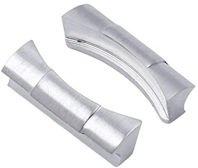 AEMALL 2 Stück 20 mm gebogenes Ende Link Endlink nur für Rolex Armband für U-Booter Uhrenarmband Gummi Lederband nahtlose Verbindung (Farbe: Mattsilber, Größe: 20 mm)