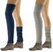 sesto senso Stulpen Damen 2er pack Baumwolle Beinwärmer Overknee Waden Winter Strick Wadenwärmer gestreiftes Muster dunkle Melange blau