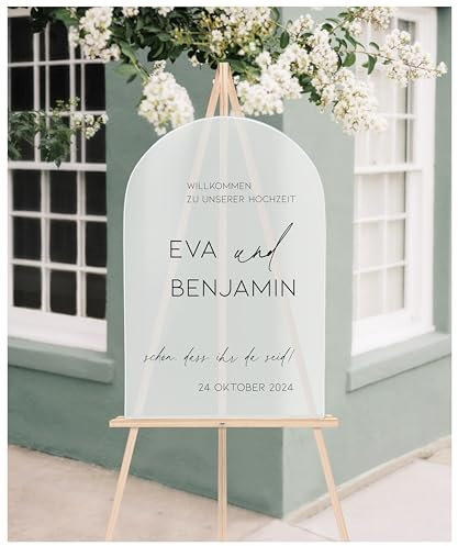 Manschin Laserdesign Willkommensschild Aluverbund personalisiert - Made in Germany - Welcome Willkommen Schild für Hochzeit (80x55cm)