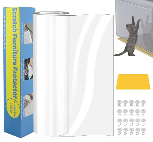 Lovcoyo Kratzschutz Katze Tape, 30CM*3M Anti Kratz Folie für Katzen, Kratzschutz Sofa Katze Pad, Katze Kratzschutzfolie Kratzfesten Schutzfolie für Sofa Wand Tür und Möbel, 20 Schrauben (30X300CM)