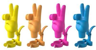 Winkee - Peace Hand Flaschenverschluss 4er Set - Farbenfroh und Auslaufsicher | Ideal für Haushalt & Partys | Wiederverwendbar