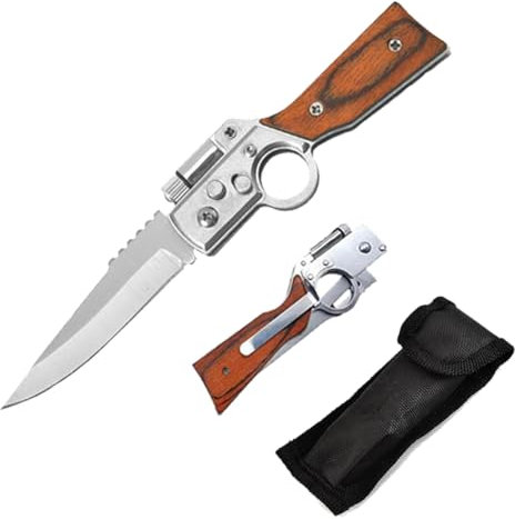 KZWXS Coltello A Forma Di Pinna Ak47 Edc Portatile Multi -Function Folding Coltello Con Torcia è Adatto Per Vettori Giornalieri E Campeggio All'Aperto (L)