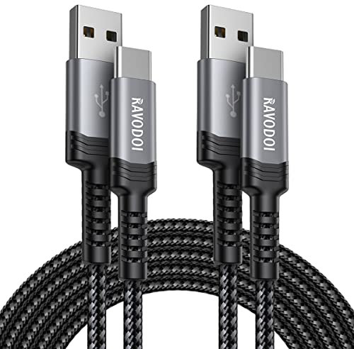 RAVODOI USB C Kabel 3M 2 Stück QC3.0 Ladekabel USB C Geflochten Schnellladekabel USB C für iphone 15 Pro MAX, Samsung Galaxy S20 S21 Plus S22 S23 S24 Ultra S10 S9 A21 A51 A71, Note 20 10, PS5, Switch