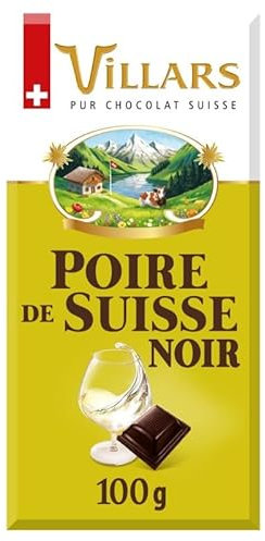 Délice Suisse: Tablettes Villars Chocolat Noir Liqueur Poire 100g - Artisanat suisse - Saveur poire exquise - Catégorie: Chocolats de qualité - Le Lot De 3