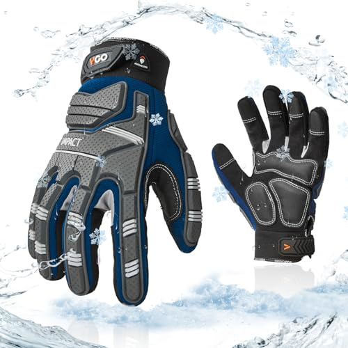 Vgo... 0°C/32°F Winter Safety Work Gloves,Mechanics Gloves,Impact Gloves,Anti-Vibration Gloves,Rigger Gloves,Heavy Duty 1Pair SL9792FLWP(Blue,S)