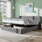 Rtopsu Polsterbett Doppelbett 140x200 cm, Bett mit Stauraum und Kopfteil, Stauraumbett Bettgestell mit Hydraulische Metallrahmen und Lattenrost aus Holz, Jugendbett, Samt, Grau, Ohne Matratze