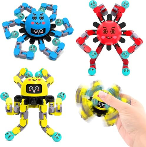ASIOWELY Roboter Fidget Spinner Spielzeug für Kinder & Erwachsene,3 PCS Transformierbar Sensorische Spielzeug für ADHS Angst Autismus,Geburtstag Geschenk für Teenager Junge & Mädchen Party Gunst