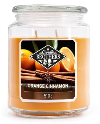 Candle Brothers Große Duftkerze im Glas | Orange Cinnamon | Kerze Mit Mehreren Dochten und Langer Brenndauer (100h) | Orange Zimt