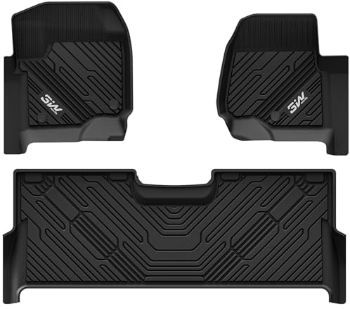 3W Floor Mats Fit for Ford F250 F350 F450 F550 2017-2025 2026 Super Duty Crew Cab Bucket Seat with Under Seat Storage, All Weather TPE Custom Fit F 250 Floor Liner(Not for Vinyl Floor), Upgraded