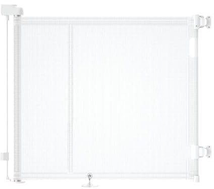 Barrière de Sécurité Rétractable 0-150 cm, Barriere de Securite Enfant Extensible, Barriere de Securite Enroulable pour Enfants et Aux Chiens Petits Moyens, Grands