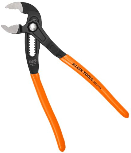 Klein Tools D50510B 10-Inch Adjustable Pliers, Quick-Adjust Klaw Pump Pliers, V-Jaw, Hardened Teeth for Maximum Torque