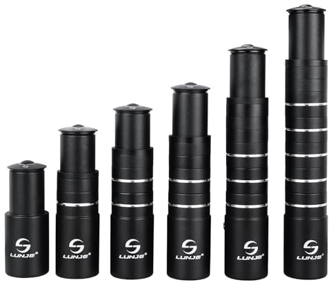 LUNJE Bike Stem Riser Extender - 1-1/8 28.6mm Fork Bicycle Stem Riser, 6 Sizes (90/115/135/150/180/210mm) | 6061 Aluminum for MTB, Mountain Bike, Road Bike, BMX | Lightweight, Easy to Install 115mm