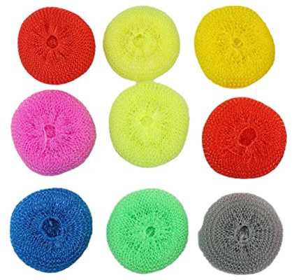 Spazzola per lavaggio a sfera in filo di plastica rossa per lavare i piatti a forma di sfera di pulizia di marca spazzola abrasiva L5J4