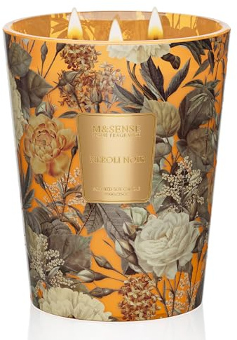 M&SENSE Neroli-Noir Duftkerze im Glas groß 990g natürliches Sojawachskerze mit 3 Dochten 150 Stunden Brenndauer ungiftig und langlebig Aromatherapiekerze für Spa, ideal für Zuhause & Büro