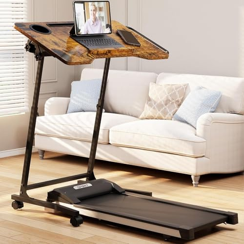 ikkle Bike Trainer Desk, Height Adjustable Treadmill Training Table with Wheels & Tiltable Desktop, Mobile Sit Stand Up Desk for Indoor Cycling Trainers, Treadmill, Walking pad, Stationary/Spin Bikes