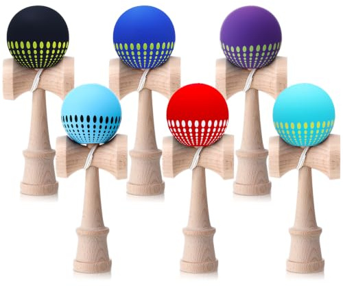 Lewtemi 6 Pcs Wooden Kendama Bulk 7.1 Inch Professional Hand Eye Game
