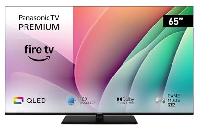 Panasonic Premium TV-65W80AEZC, Serie W80, 65 Pollici Smart, QLED 4K Ultra HD, Fire OS, Dolby Vision e Atmos, Modalità Game Plus, Controllo Vocale Alexa, Airplay, Nero