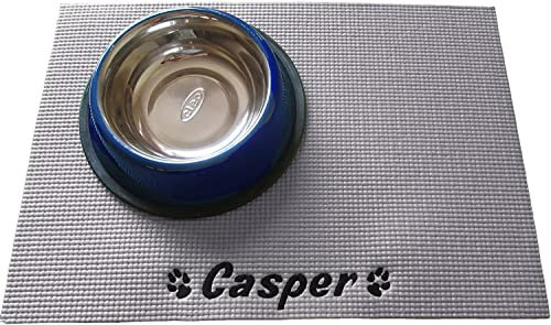 Personalised Placemat/Place Mat for Dog, Cat or Pet - Food/Bowl/Feeding Mat (Grey)