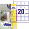 AVERY Zweckform 6252-10 Quadratische Etiketten (200 Klebeetiketten, 45x45mm auf A4, QR Code Aufkleber zum Bedrucken, selbstklebend, permanent haftende QR Code Etiketten) 10 Blatt, weiß