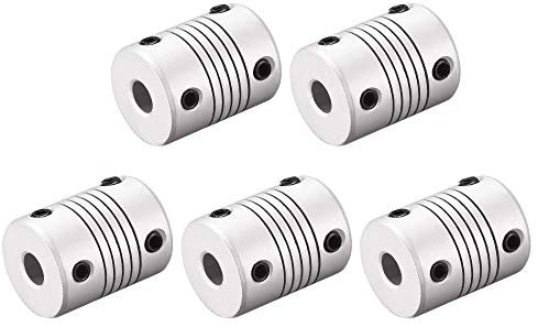 sourcing map 6mm to 6mm Aluminum Alloy Shaft Coupling Flexible Coupler Motor Connector Joint L25xD19 Silver,5pcs