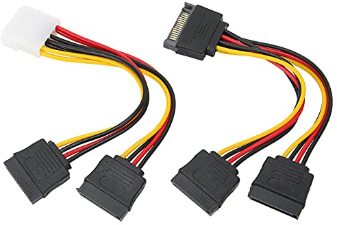 ciciglow Festplatten-Netzkabel, 2 Stück Festplatten-Netzkabel 4Pin IDE 15Pin SATA Stecker auf 2 Buchse Verteiler Adapterkabel