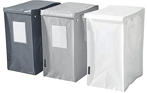 IKEA Dimpa 3er Set - Abfalltrennbeutel Mülltrennsystem Recycling Aufbewahrung für Pfand mit Tragegriffen - 22x35x45 7 35 l - weiß grau
