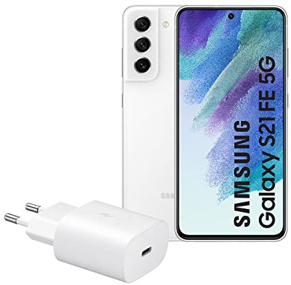 Samsung Galaxy S21 FE 5G (128 GB) Color Blanco + Cargador – Teléfono Móvil Android, Smartphone Libre (Versión Española)