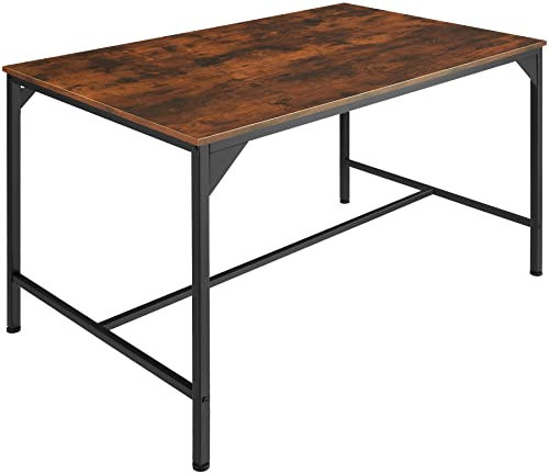 tectake® Table à manger 120 x 75 x 75 cm pour Salle à manger, Table cuisine Style industriel Tables de salle à manger 4 places, Meuble industriel, Meuble Salon Séjour Cuisine Bois et Acier, Bois foncé