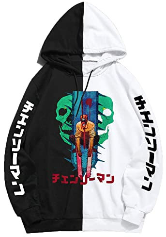 KONDZ Men/women Hot Game Chainsaw Man Print Fashion Hoodie Sweatshirts Pullover Clothes Anime Cosplay Man Patchwork Outwear All-Match