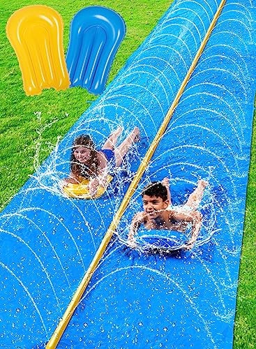 Sloosh Grand Toboggan Aquatique 914,4 x 182,8 cm, Toboggan pour pelouse avec arroseur intégré et 2 Planches gonflables pour Glisser, Les fêtes d'été, Jardin, pelouse et Jeux d'eau en extérieur