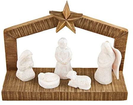 Mud Pie Weihnachtskrippe aus Holz, 15,2 x 21,6 cm, Braun