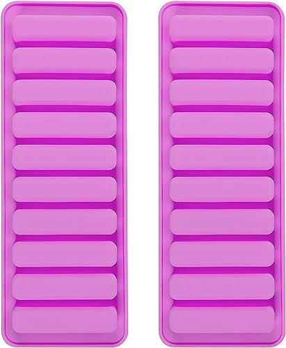 BURRSJ Long Strips Mould Finger Shape 2 PCS-10 Cavity Chocolate Rectangular Cereal Bar Mould Ice Cube Tray Food Grade Cookie Silicone Mold Candy Bake Ware Baking Tools