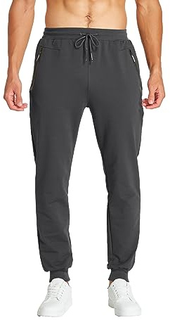 Tansozer Mens Joggers Jogging Bottoms for Men Running Trousers Slim Fit Cotton Tracksuit Bottoms with Zip Pockets New Grey XL
