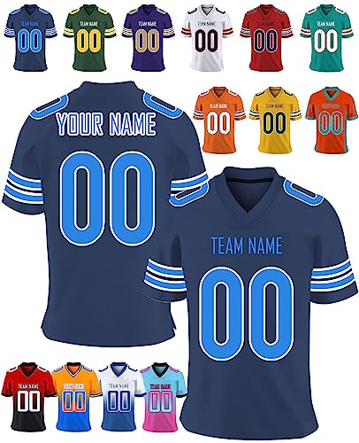 Herren-Sporthemden Personalisiert American-Football-Trikot, Personalisierte Schnelltrocknend Atmungsaktiv T-Shirt kurzärmelig und fügen Sie den Teamnamen für Männer Damen Kinder, S ~ 7XL