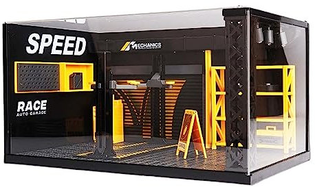 Perfeclan 1/24 Diorama-Auto-Garage-Diorama-Modell, DIY-Reparaturwerkstatt-Modell, DIY-Montage-DIY-Spielzeug, Display-Landschaftsmodell für, mit Brett