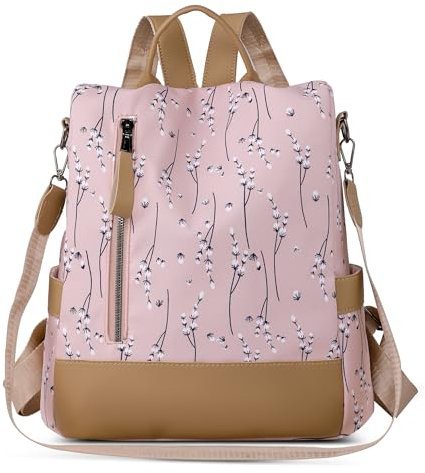 SODOLLEE Donna Zaino Antifurto Casuale Signora Zainetto Tasche Multiple Zaini Borse a Tracolla Impermeabile Poliestere Backpack Lavoro Università Viaggio Daypack Rosa