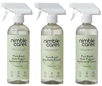 Nimble Cares Baby Bottle Cleaner | Fragrance Free Liquid Spray for Baby Bottles, Teats, Breast Pumps, Protein Shakers and more | Removes Milk Residue 3 x 500 ml (1500ml)