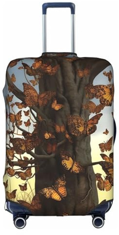 EVANEM Copertura per bagagli da viaggio con sagoma di albero, custodia protettiva elastica per trolley, antigraffio, adatta per bagagli da 45,7 a 81,7 cm, Farfalle Albero, L